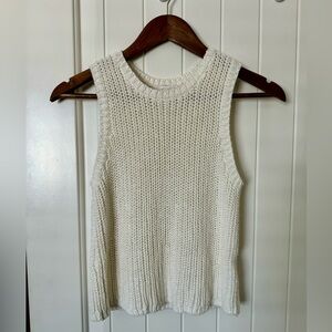 100% Cotton Sleeveless Open-Stitch Sweater